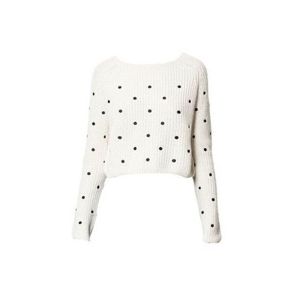 Zara Sweaters - EUC Zara knit Women’s Embroidered Polka Dot Cropped Sweater in Cream/